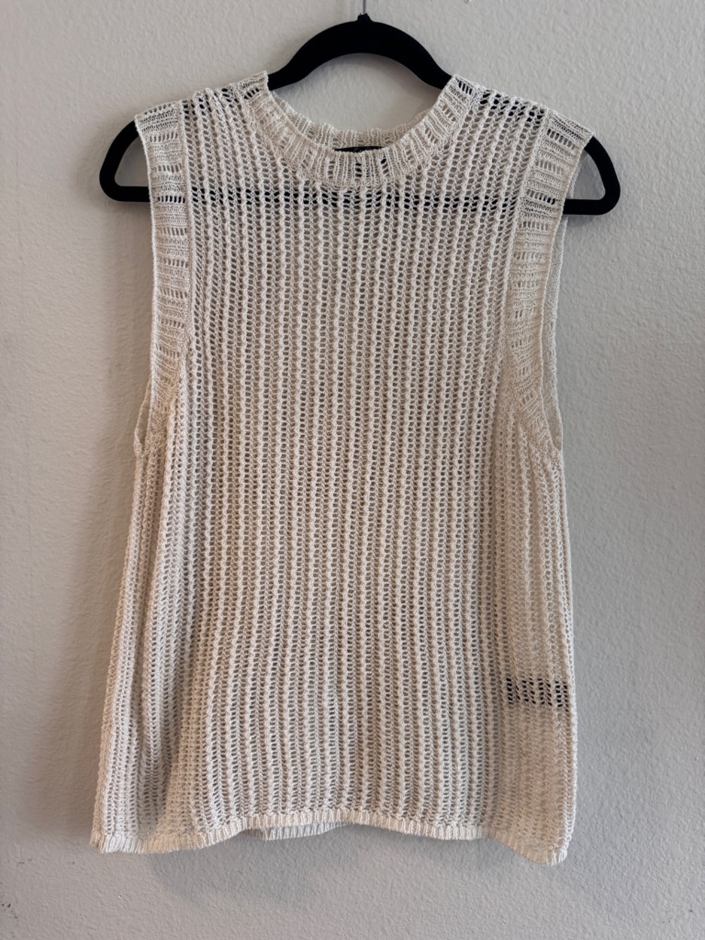 Women's Cream Knit Sleeveless Top